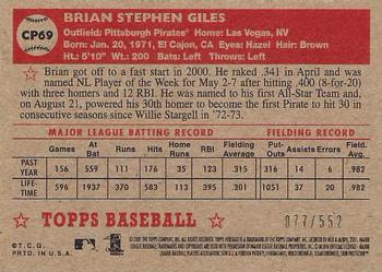2001 Topps Heritage - Chrome #CP69 Brian Giles  Back