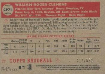 2001 Topps Heritage - Chrome #CP71 Roger Clemens  Back