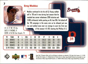 1999 SP Signature Edition #7 Greg Maddux Back