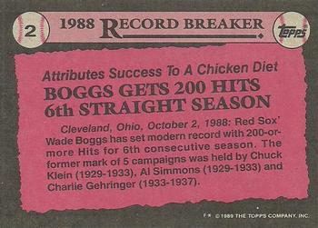 1989 Topps #2 Wade Boggs Back