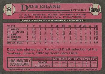 1989 Topps #8 Dave Eiland Back