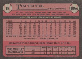 1989 Topps #9 Tim Teufel Back