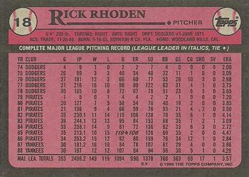 1989 Topps #18 Rick Rhoden Back