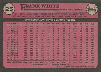 1989 Topps #25 Frank White Back