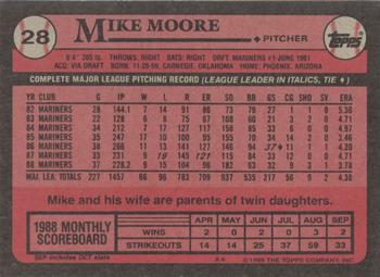 1989 Topps #28 Mike Moore Back