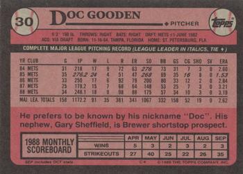 1989 Topps #30 Doc Gooden Back
