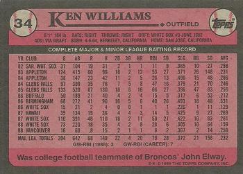 1989 Topps #34 Ken Williams Back