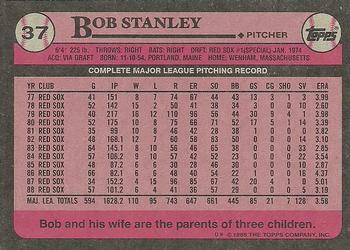 1989 Topps #37 Bob Stanley Back