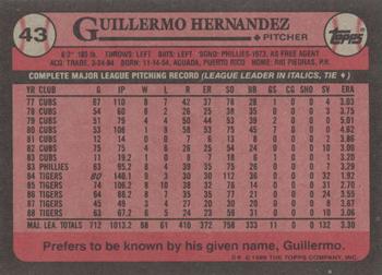 1989 Topps #43 Guillermo Hernandez Back