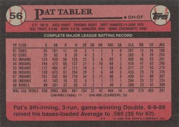 1989 Topps #56 Pat Tabler Back