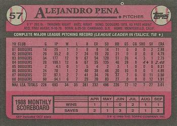1989 Topps #57 Alejandro Pena Back