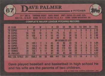 1989 Topps #67 Dave Palmer Back