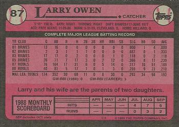 1989 Topps #87 Larry Owen Back