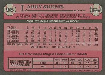 1989 Topps #98 Larry Sheets Back