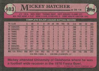 1989 Topps #483 Mickey Hatcher Back
