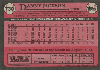 1989 Topps #730 Danny Jackson Back