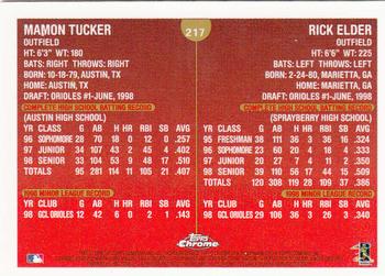 1999 Topps Chrome #217 Rick Elder / Mamon Tucker Back