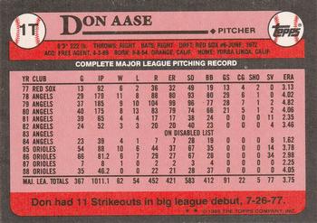 1989 Topps Traded #1T Don Aase Back