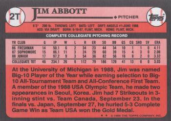 1989 Topps Traded #2T Jim Abbott Back