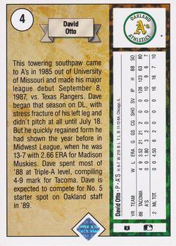 1989 Upper Deck #4 David Otto Back