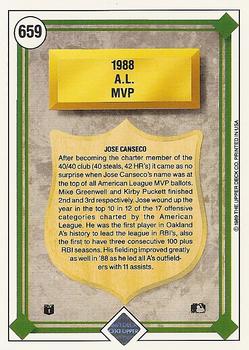 1989 Upper Deck #659 Jose Canseco Back