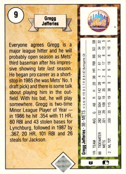 1989 Upper Deck #9 Gregg Jefferies Back
