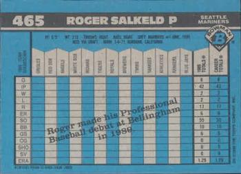 1990 Bowman #465 Roger Salkeld Back