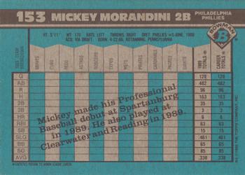 1990 Bowman #153 Mickey Morandini Back