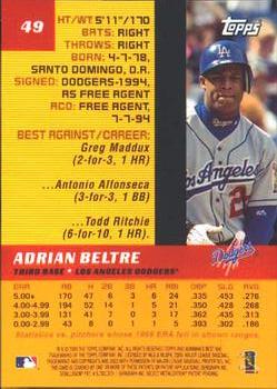 2000 Bowman's Best #49 Adrian Beltre Back
