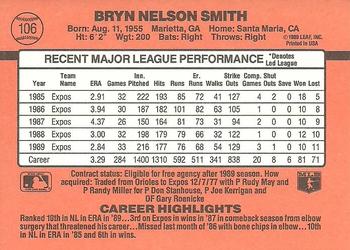 1990 Donruss #106 Bryn Smith Back