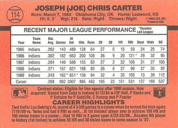 1990 Donruss #114 Joe Carter Back