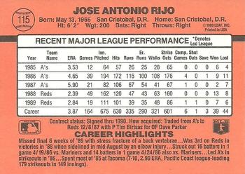 1990 Donruss #115 Jose Rijo Back