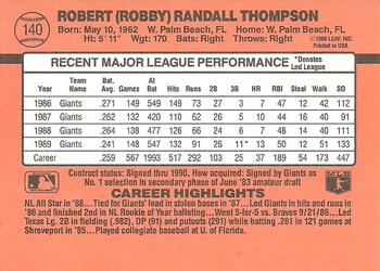 1990 Donruss #140 Robby Thompson Back