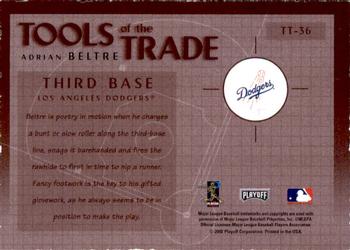 2002 Playoff Absolute Memorabilia - Tools of the Trade #TT-36 Adrian Beltre  Back