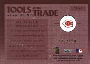 2002 Playoff Absolute Memorabilia - Tools of the Trade Materials #TT-48 Adam Dunn Back