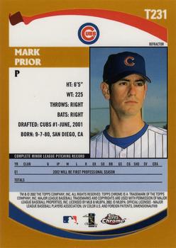 2002 Topps Traded & Rookies - Chrome Refractors #T231 Mark Prior  Back
