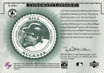 2002 Upper Deck Sweet Spot Classics - Game Bat #B-BBU Bill Buckner Back
