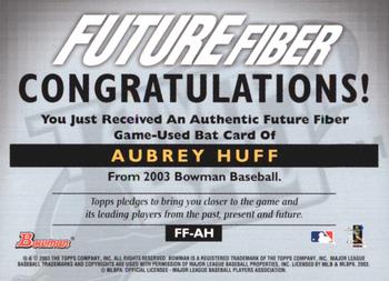 2003 Bowman - Future Fiber Bats #FF-AH Aubrey Huff Back