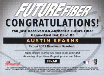 2003 Bowman - Future Fiber Bats #FF-AK Austin Kearns Back
