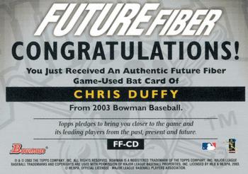 2003 Bowman - Future Fiber Bats #FF-CD Chris Duffy Back
