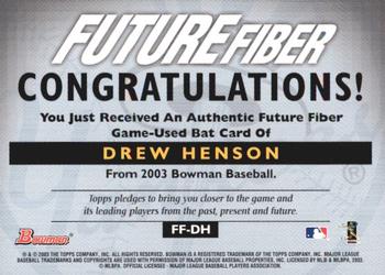 2003 Bowman - Future Fiber Bats #FF-DH Drew Henson Back