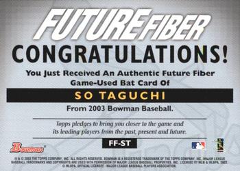2003 Bowman - Future Fiber Bats #FF-ST So Taguchi Back