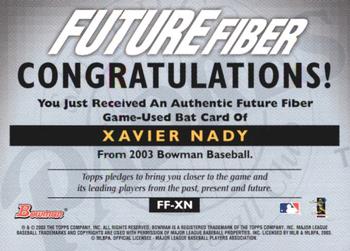 2003 Bowman - Future Fiber Bats #FF-XN Xavier Nady Back