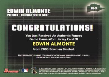 2003 Bowman - Futures Game Jerseys #FG-EA Edwin Almonte Back