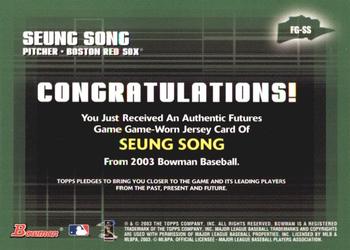 2003 Bowman - Futures Game Jerseys #FG-SS Seung Song Back