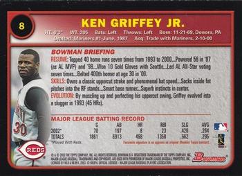 2003 Bowman - Gold #8 Ken Griffey Jr. Back