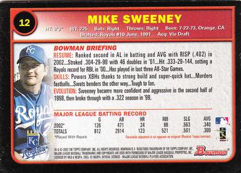 2003 Bowman - Gold #12 Mike Sweeney Back