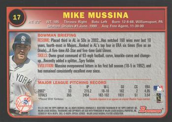 2003 Bowman - Gold #17 Mike Mussina Back