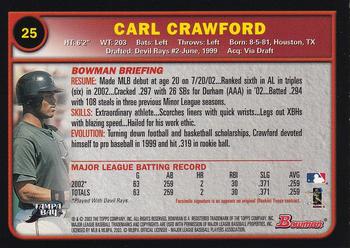 2003 Bowman - Gold #25 Carl Crawford Back