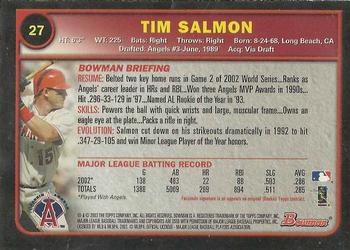 2003 Bowman - Gold #27 Tim Salmon Back